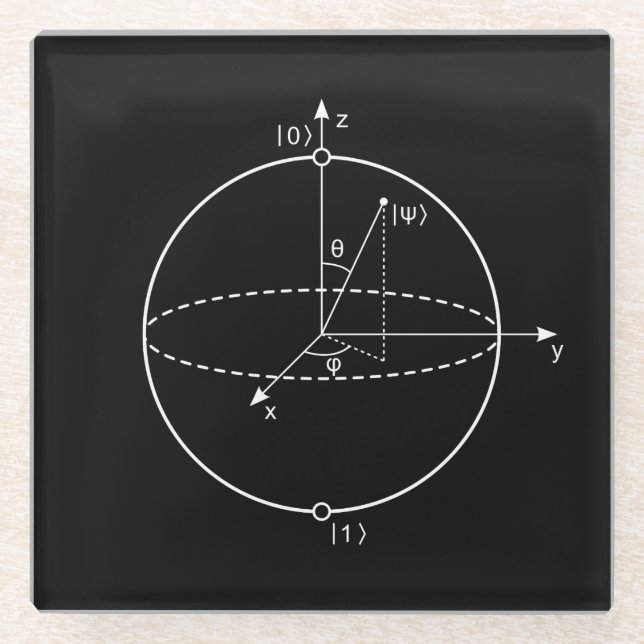 Bloch Sphere | Quantenbit (Qubit) Physik / Mathema Glasuntersetzer (Vorderseite)