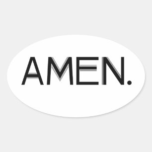 Block Amen Black Schriftart Ovaler Aufkleber