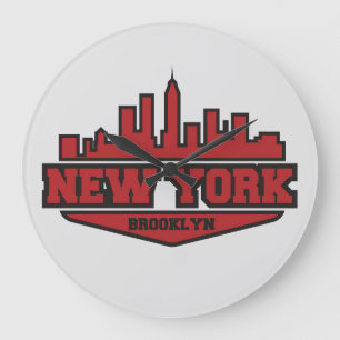 Block-Art-Skript Brooklyns New York   Große Wanduhr