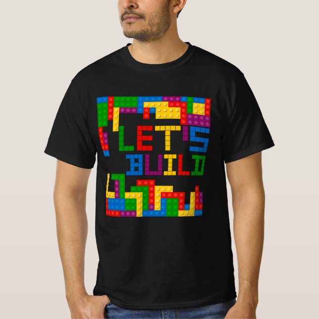 Block Brick Gebäude Bauen wir Master Builder Pu T-Shirt (Vorderseite)
