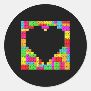 Block Brick Gebäude Master Builder Heart Valentin Runder Aufkleber