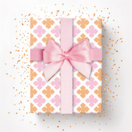 Block Diamond Clover in Rosa und Orange Geschenkpapier
