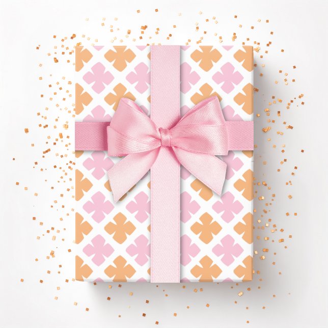 Block Diamond Clover in Rosa und Orange Geschenkpapier (Von Creator hochgeladen)