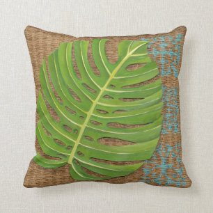Block-Druck-Palme auf Weidenhintergrund Kissen