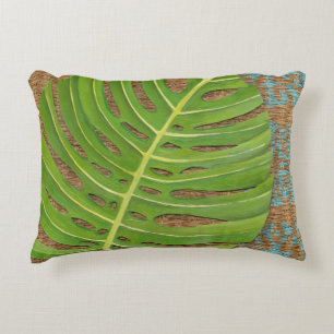 Block-Druck-Palme auf Weidenhintergrund Zierkissen
