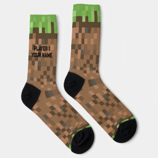 Block Gamer Pixel Dirt Socks - Individuelle Name Socken