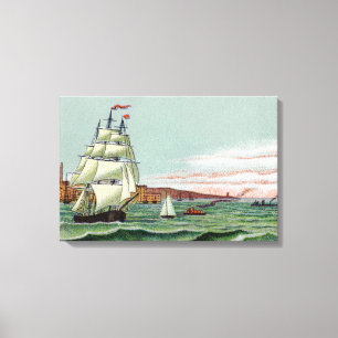 Block-Insel-kleine eingewickelte Leinwand