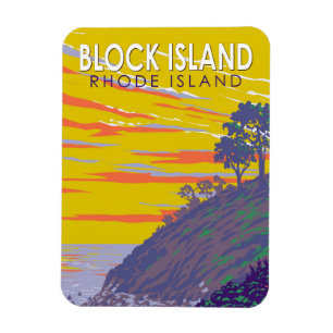Block Insel Rhode Island Reisen Vintag Magnet