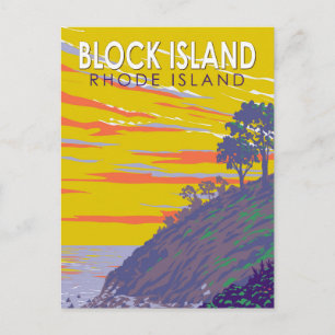 Block Insel Rhode Island Reisen Vintag Postkarte