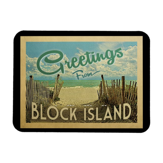 Block Island Beach Vintage Reise Magnet (Horizontal)
