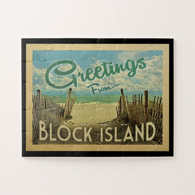 Block Island Beach Vintage Reise Puzzle (Horizontal)