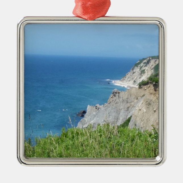 Block Island Bluffs - Block Island, Rhode Island Silbernes Ornament (Vorne)