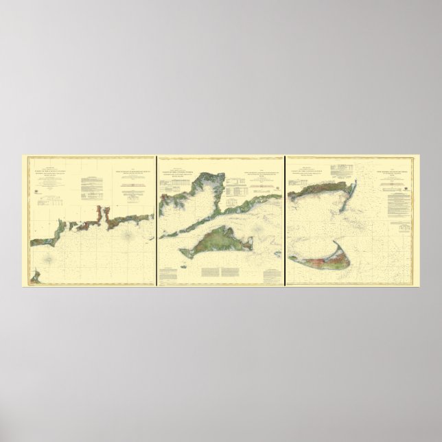Block Island, Buzzard Bay, Nantucket und Martha's Poster (Vorne)