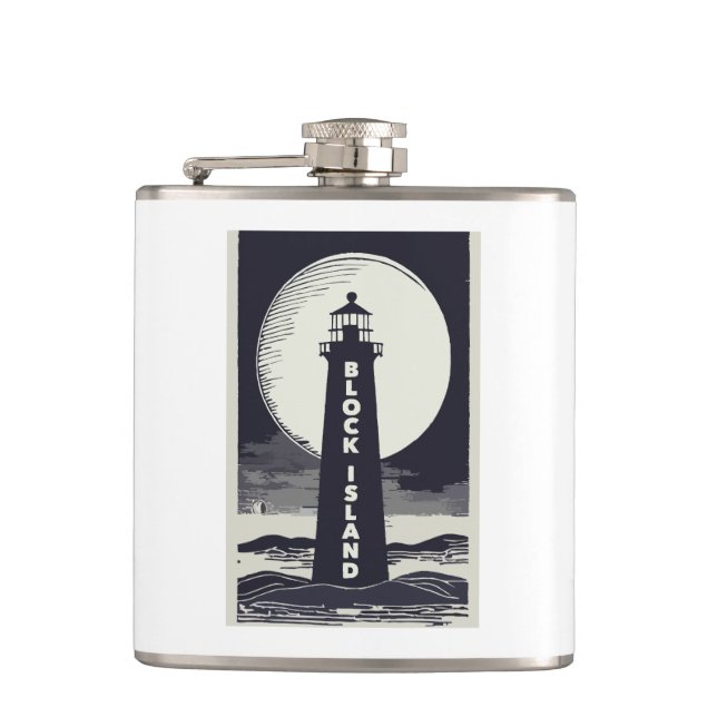 Block Island Leuchtturm Rhode Island Mond Flachmann (Vorderseite)