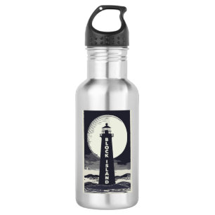 Block Island Lighthouse Rhode Island Moon Edelstahlflasche