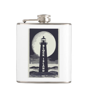 Block Island Lighthouse Rhode Island Moon Flachmann