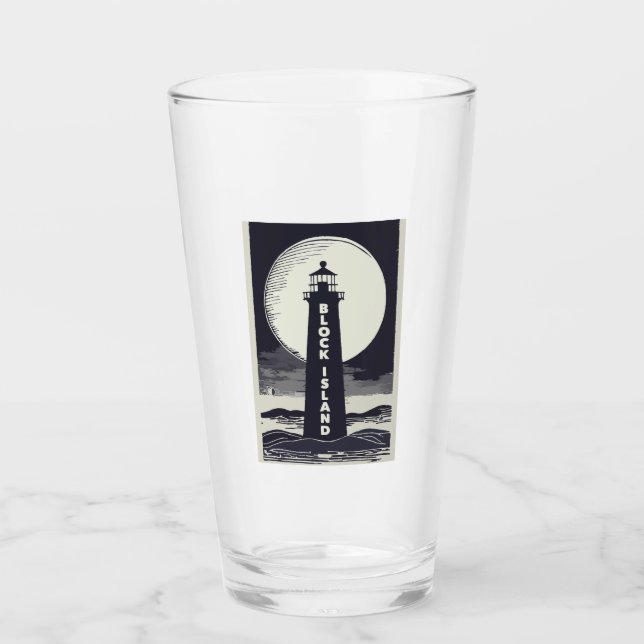 Block Island Lighthouse Rhode Island Moon Glas (Vorderseite)