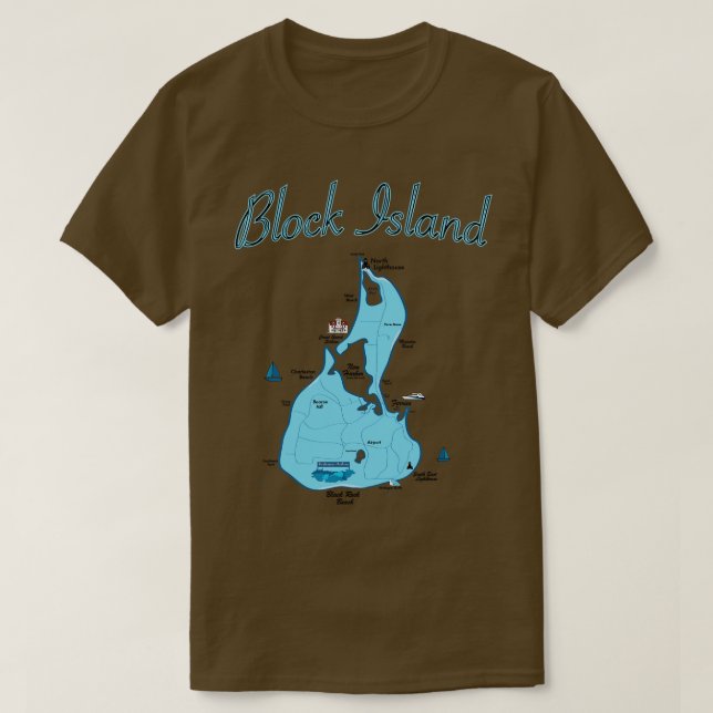 Block Island Map Rhode Island T-Shirt (Design vorne)