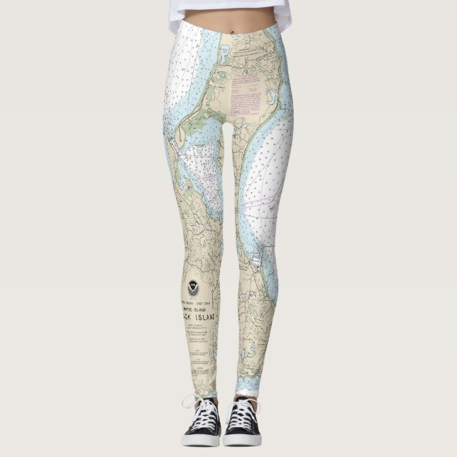 Block Island Nautical Chart 13217 Leggings (Vorderseite)
