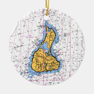 Block Island Nautical Chart Ornament