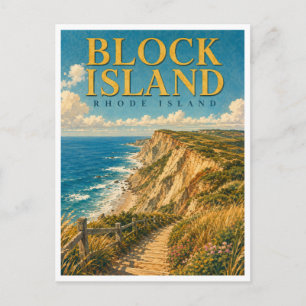 Block Island Rhode Island Mohegan Bluffs GeoSaga Postkarte