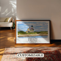Block Island Rhode Island Poster, Aquarell