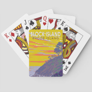 Block Island Rhode Island Reise Kunst Vintage Spielkarten