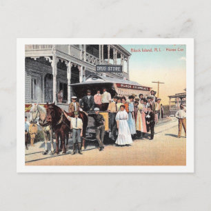 Block Island, Rhode Island, Trolley View Vintag Postkarte