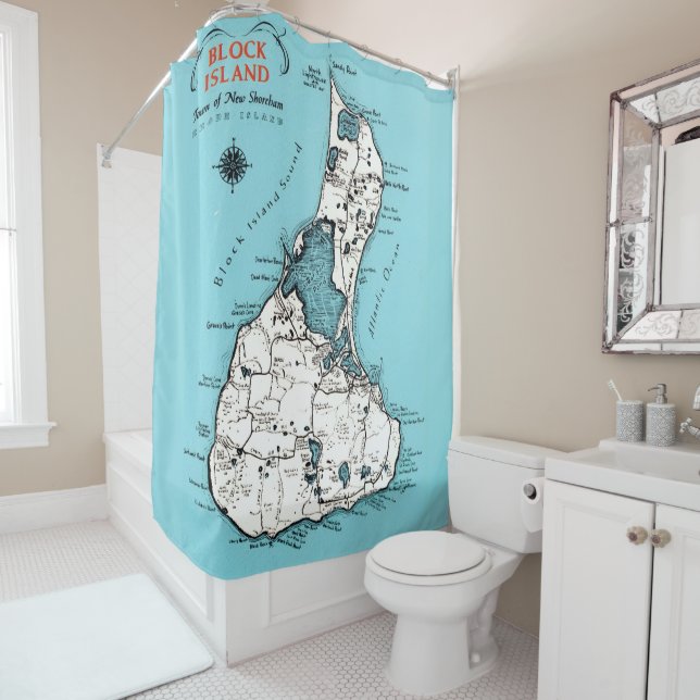 Block Island RI Karte Duschvorhang (Beispiel)