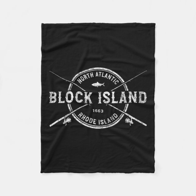 Block Island Ri Vintage überquerende Fangrouten Fleecedecke (Vorderseite)