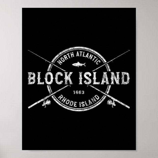 Block Island Ri Vintage überquerende Fangrouten Poster (Vorne)