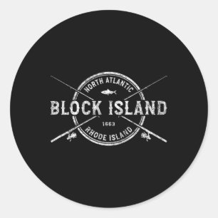 Block Island Ri Vintage überquerende Fangrouten Runder Aufkleber