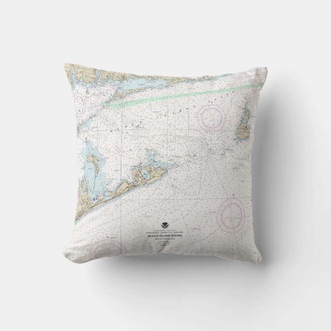 Block Island Sound and Approach Nautical Chart Kissen (Vorderseite)