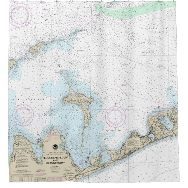 Block Island Sound and Gardiners Bay Chart Duschvorhang (Vorderseite)