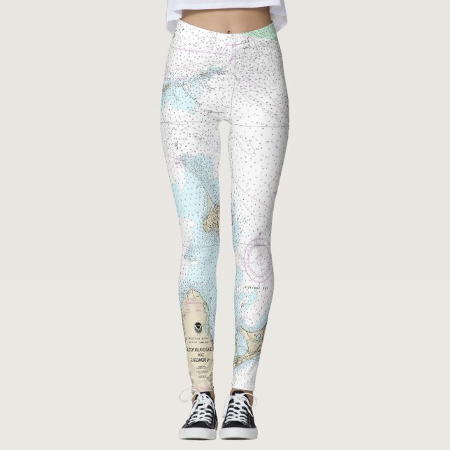 Block Island Sound and Gardiners Bay Chart Leggings (Vorderseite)