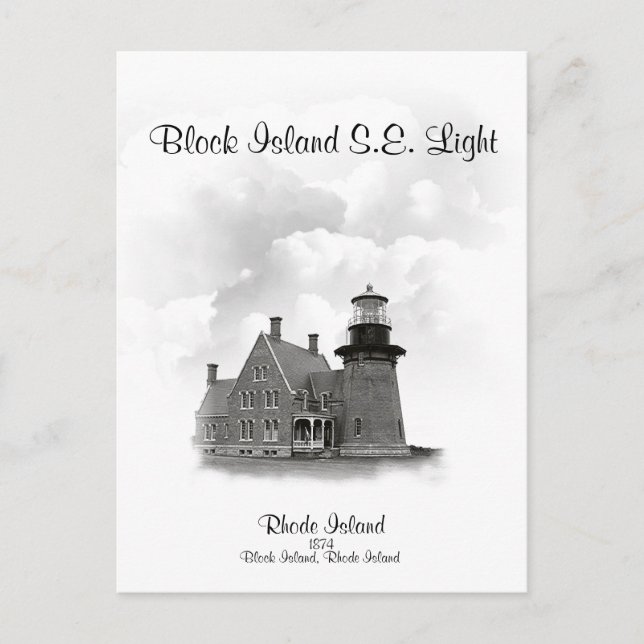 Block Island South East Light, Rhode Island Postkarte (Vorderseite)