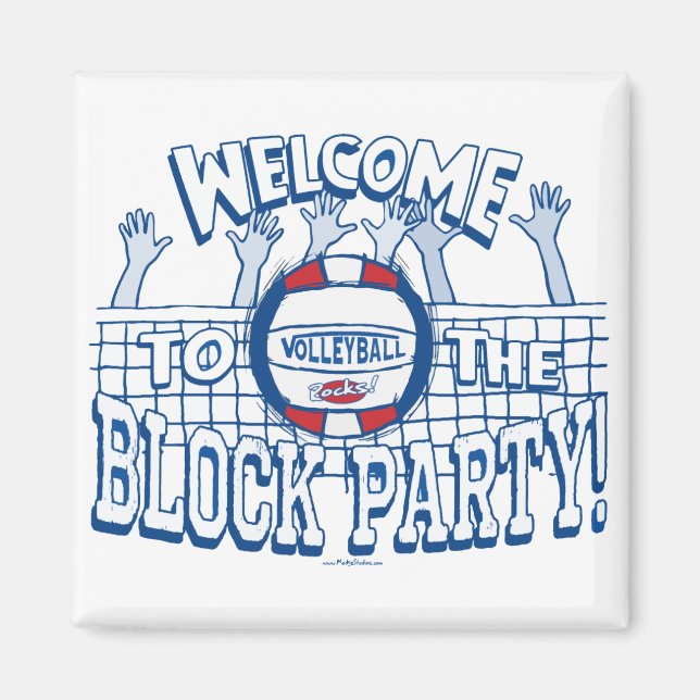 Block Party Volleyball von Mudge Studios Magnet (Vorne)