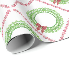 Block Print Flower Wreath Wrapping Paper Geschenkpapier