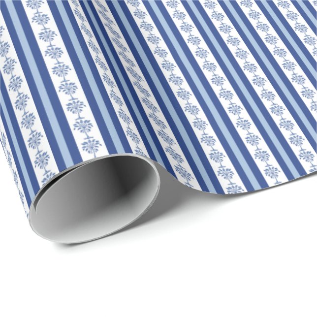 Block Print Palmetto Stripes Wrapping Paper Geschenkpapier (Rolleneckpunkt)