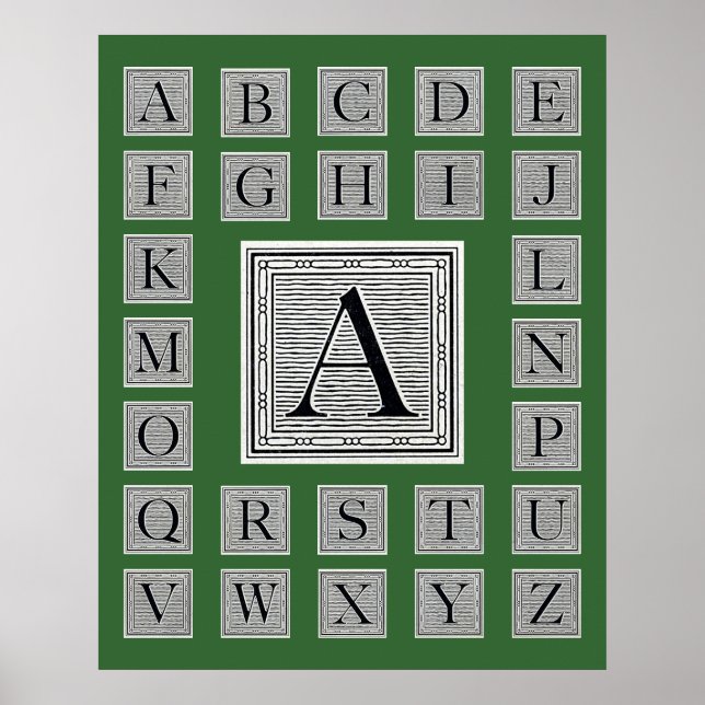 Blockbuchstabe "A" Holzschnitt Holzblock Poster (Vorne)