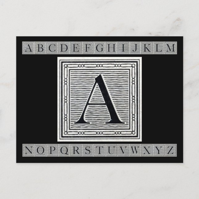 Blockbuchstabe "A" Holzschnitt Holzblock Postkarte (Vorderseite)