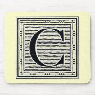 Blockbuchstabe "C" Holzschnitt Holzblock-Urschrift Mousepad
