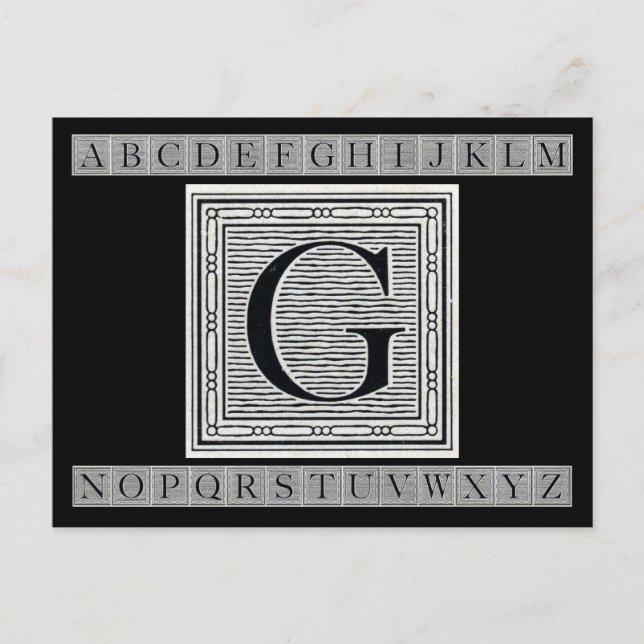 Blockbuchstabe "G" Holzschnitt Initiale Postkarte (Vorderseite)