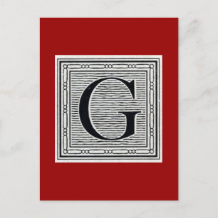 Blockbuchstabe "G" Holzschnitt Initiale Postkarte