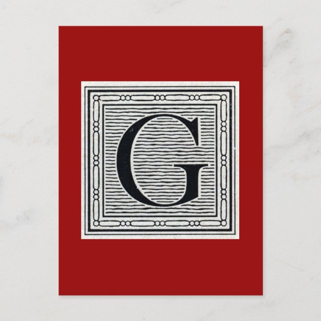 Blockbuchstabe "G" Holzschnitt Initiale Postkarte (Vorderseite)