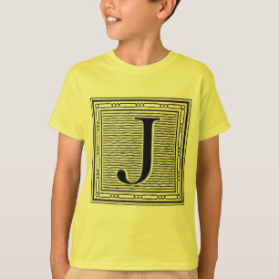 Blockbuchstabe "J" Woodcut Woodblock Inital T-Shirt