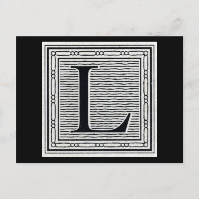 Blockbuchstabe "L" Holzschnitt Initiale Postkarte (Vorderseite)