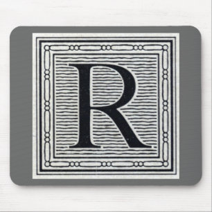 Blockbuchstabe "R" Holzschnitt Holzblock-Urschrift Mousepad