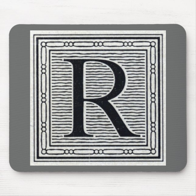 Blockbuchstabe "R" Holzschnitt Holzblock-Urschrift Mousepad (Vorne)