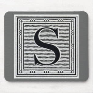 Blockbuchstabe "S" Holzschnitt Holzblock-Urschrift Mousepad